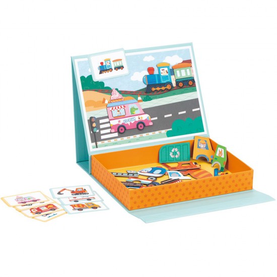 Lelin Toys, Детска магнитна книга-куфар, Превозните средства
