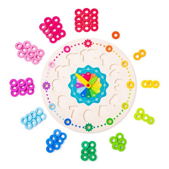 Дървен дидактически часовник с броене на цифрите от 1-12