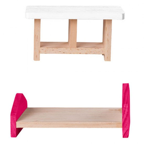 Дървена къща с обзавеждане и кукли - Анна Мария