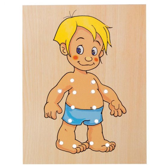 Дървена игра за нанизване - Дрехите на Боб