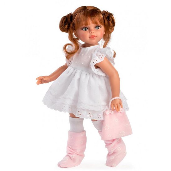 Кукла с бяла рокля и розова чанта, Сабрина, 40 см
