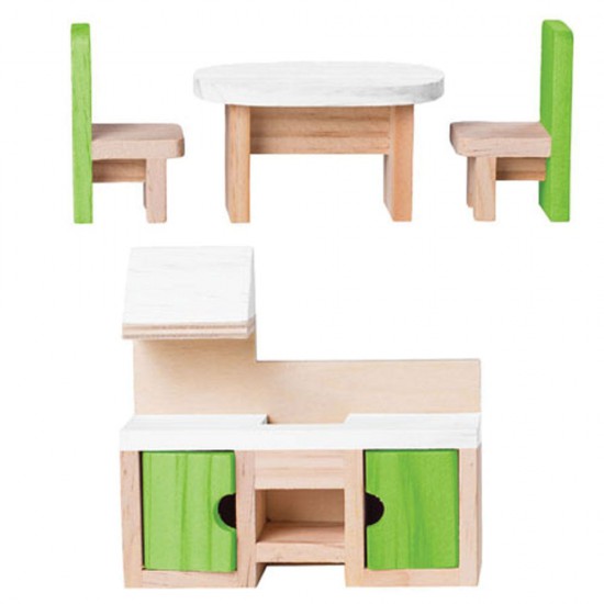 Дървена къща с обзавеждане и кукли - Анна Мария