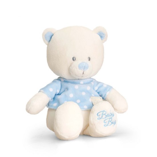 Бебешко плюшено мече с тениска, Синьо, 17 см