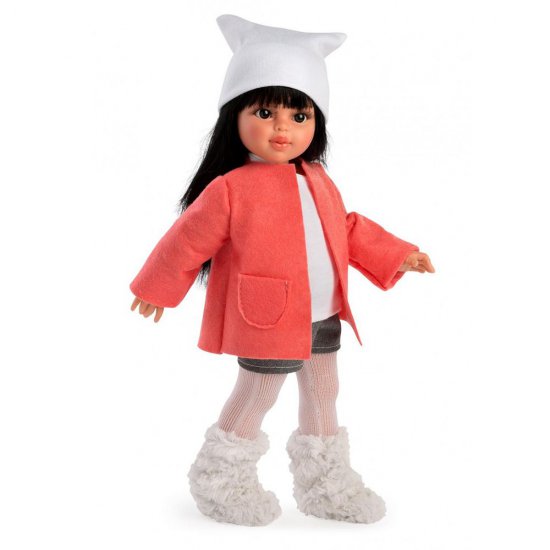 Кукла с розово палто и бяла шапка, Сабрина, 40 см