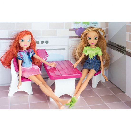 Голяма дървена къща за кукли с обзавеждане, Прованс