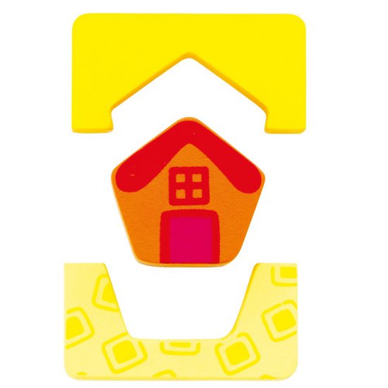 Дървен пъзел-сортер с форми