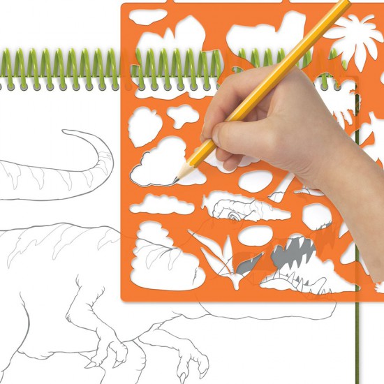 DinosArt, Творческа книга с шаблони и стикери, Динозаври
