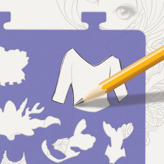 Книжка за рисуване със шаблони и стикери, Моден дизайнер, Коралия