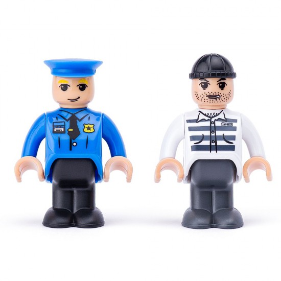 Woodyland, Полицейска кола с полицай и затвотник, комплект за влакови релси