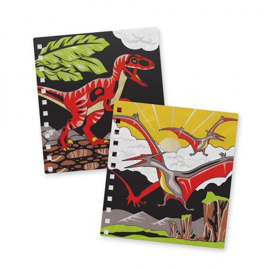DinosArt, Творческа книга, рисуване с кадифе, Динозаври