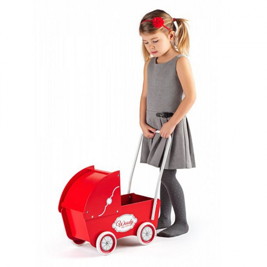 Дървена ретро количка за кукли