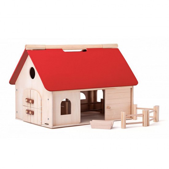 Дървена ферма за игра с фигури на животни и хора