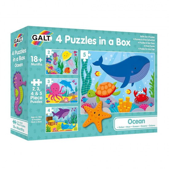 Galt Toys, 4 детски пъзела в кутия за най-малките, Океан