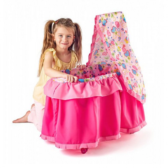 Легло за кукли с балдахин, Розово