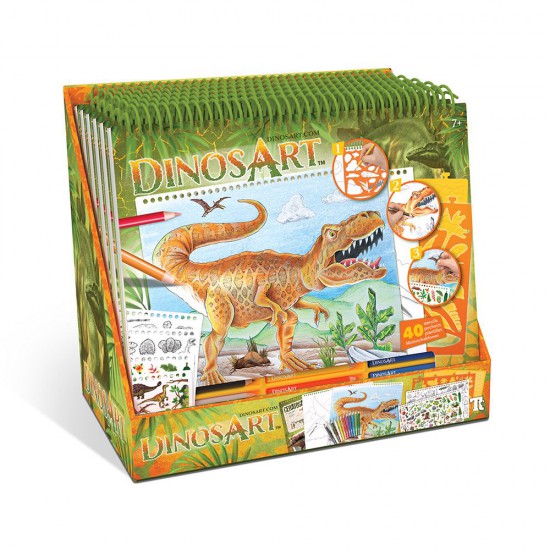 DinosArt, Творческа книга с шаблони и стикери, Динозаври