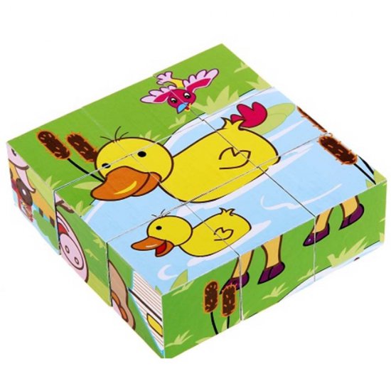 Дървени кубчета с домашни животни - 9 бр.