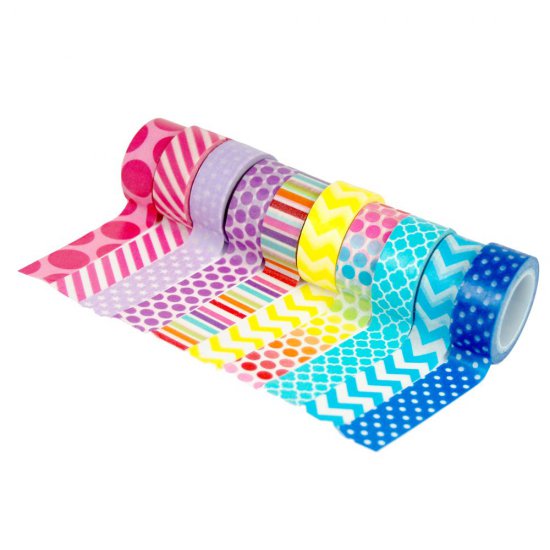 Декоративно тиксo WASHI TAPE, комплект 10 бр.