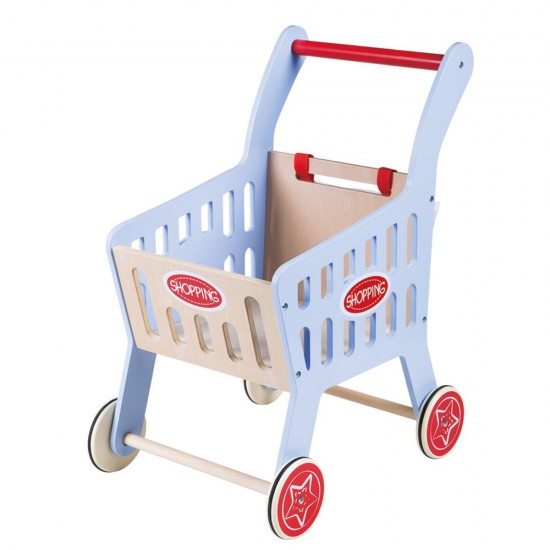 Дървена детска количка за пазаруване
