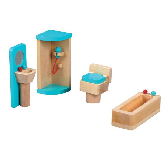 Дървено обзавеждане за баня за къща за кукли и игра