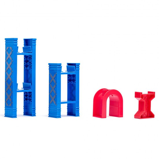 Дървен влак с релси, с пързалка и кран, 130 части