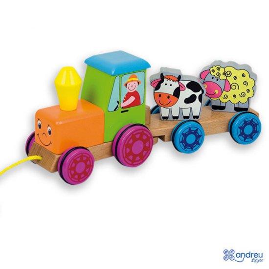 Дървен трактор с магнити