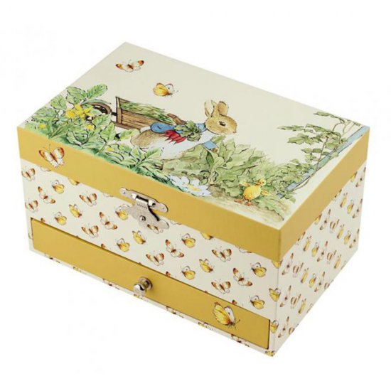 Дървена музикална кутия за бижута с чекмедже, Зайчето Питър